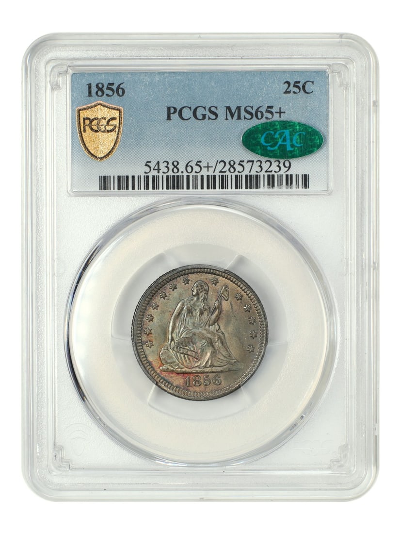 PCGS CAC MS65+ 1856 Liberty Seated 25C Uncirculated Quarter (1 of 4)