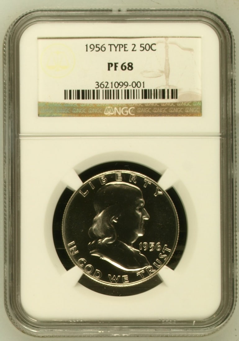 1956 P Franklin Half Dollar NGC PF-68 Uncirculated Silver Coin (1 of 2)
