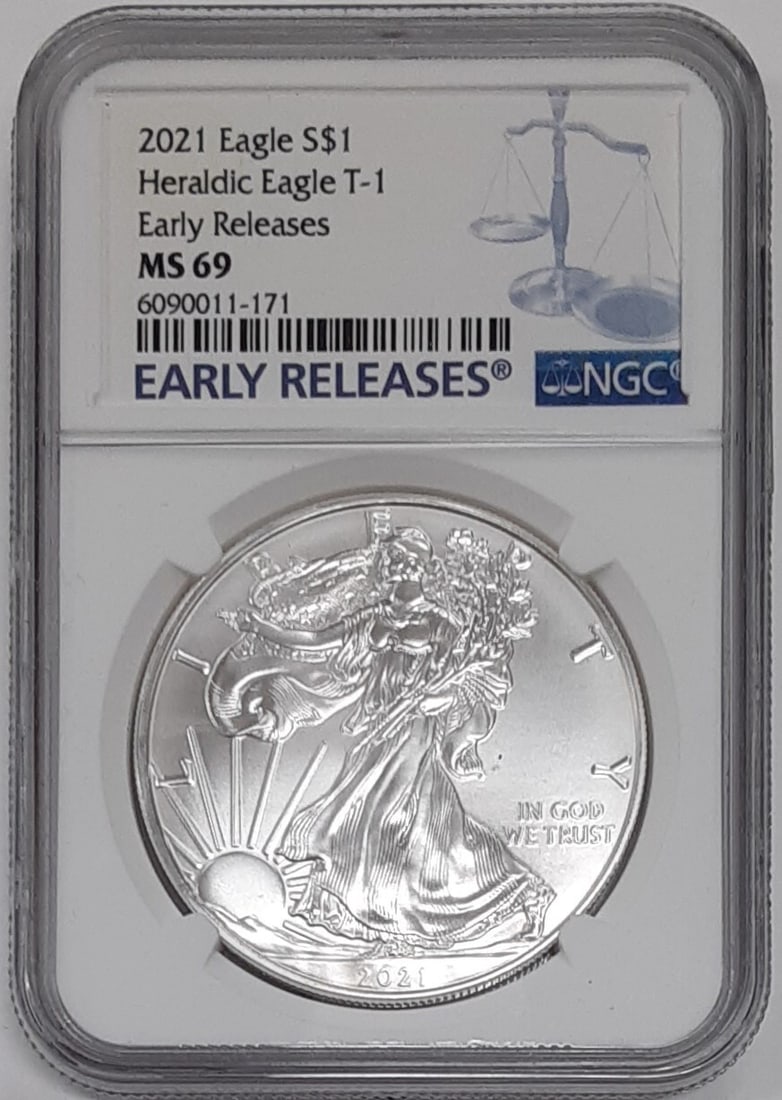2021 American Silver Eagle 1 Oz .999 Coin NGC MS-69 Early Release (1 of 2)