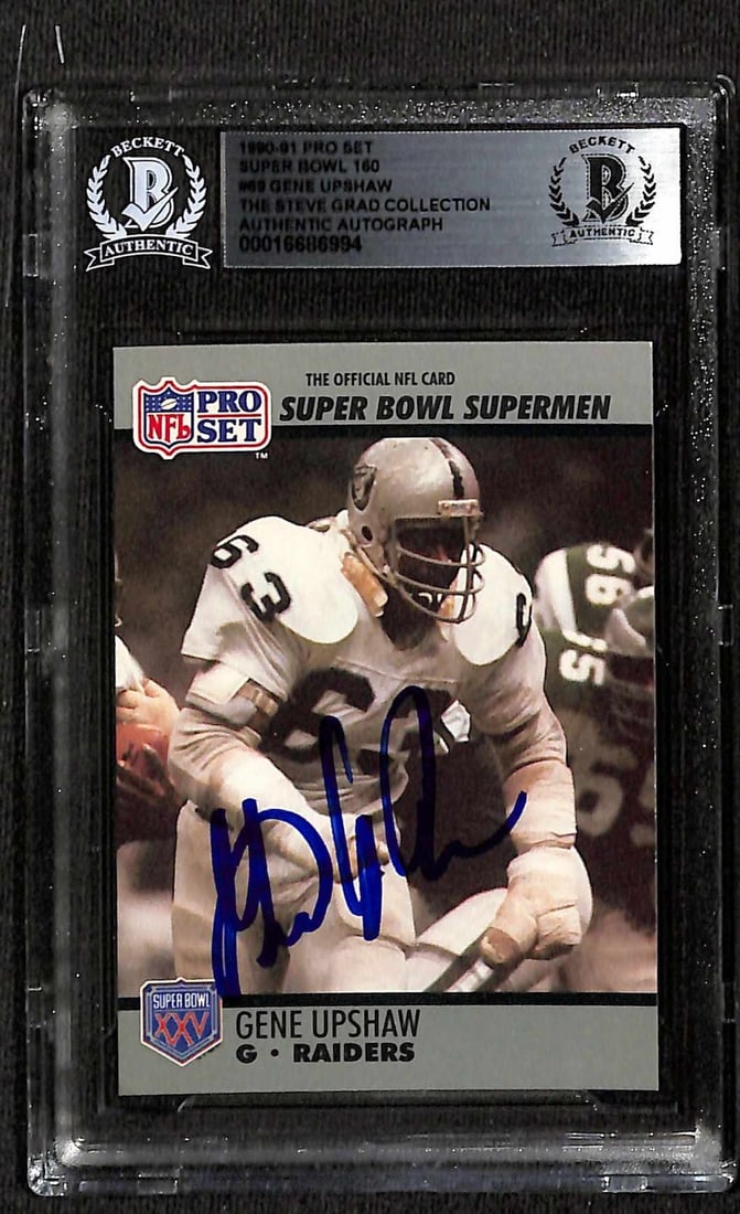 Gene Upshaw Signed 1990-91 Pro Set Super Bowl 160 Card Beckett Authenticated (1 of 1)