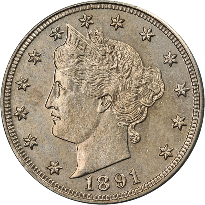 1891 Liberty V Nickel Proof Uncirculated Strong Strike Eye Appeal (1 of 2)