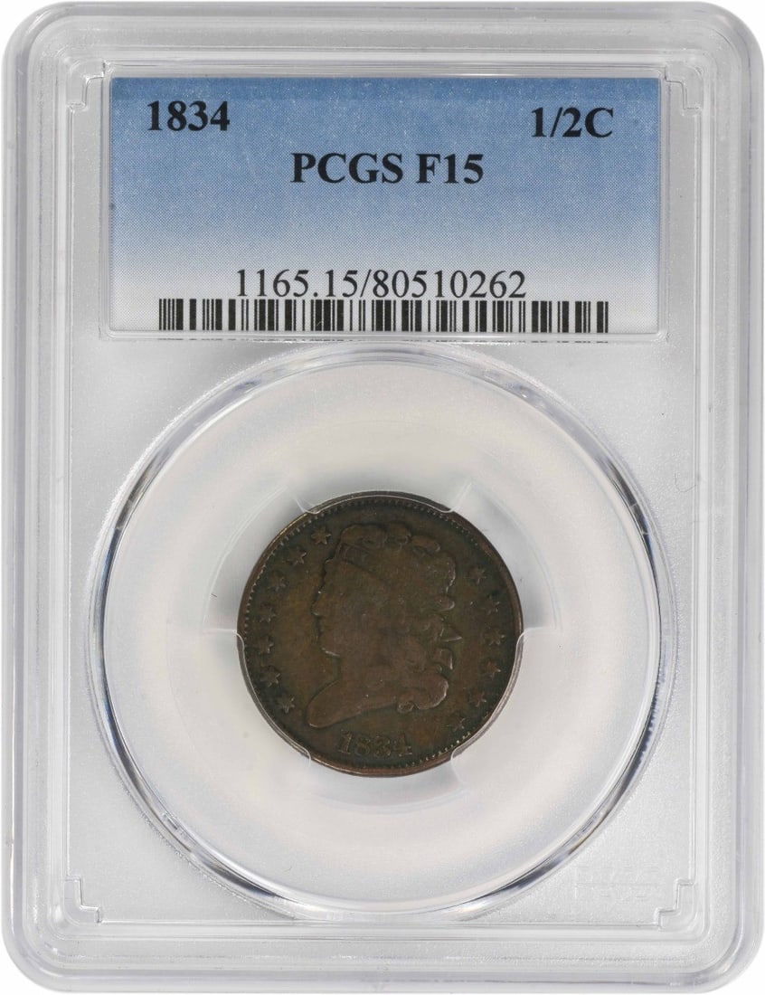 1834 PCGS Certified Classic Head Half Cent Copper Coin (1 of 2)