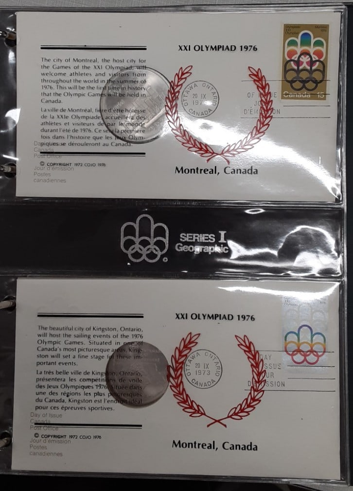 1976 Canada $5 & $10 Montreal Olympics .925 Silver 28 Coin Set UNC: 1976 Canada $5 & $10 Montreal Olympics .925 Silver 28 Coin Set UNC This stunning 1976 Canada $5 & $10 Montreal Olympics coin set features 28 coins made of .925 silver, beautifully presented in a binde