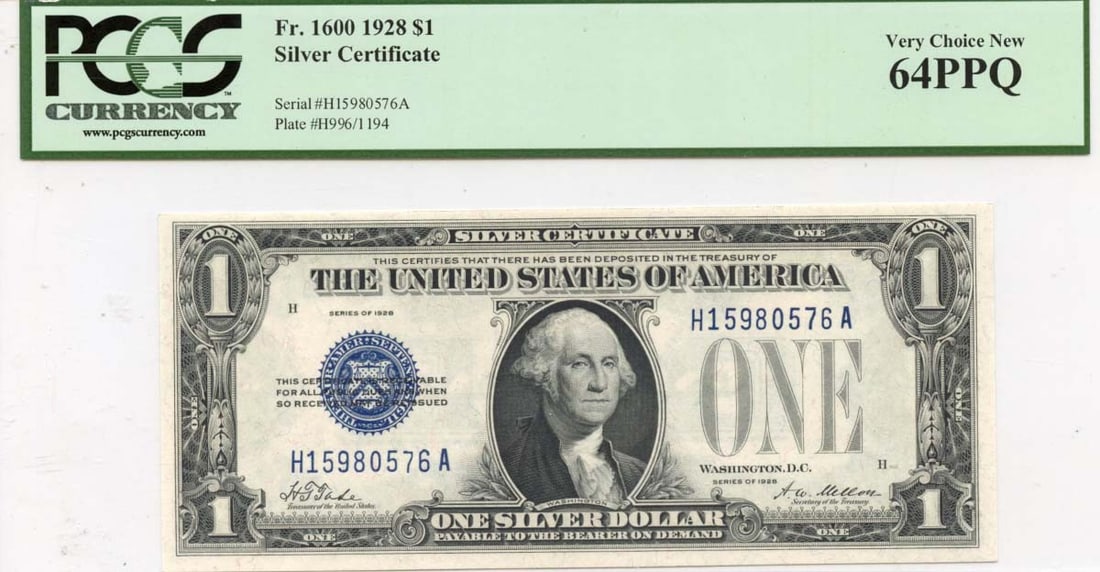 1928 $1 Silver Certificate FR#1600 PCGS MS64 Uncirculated (1 of 2)