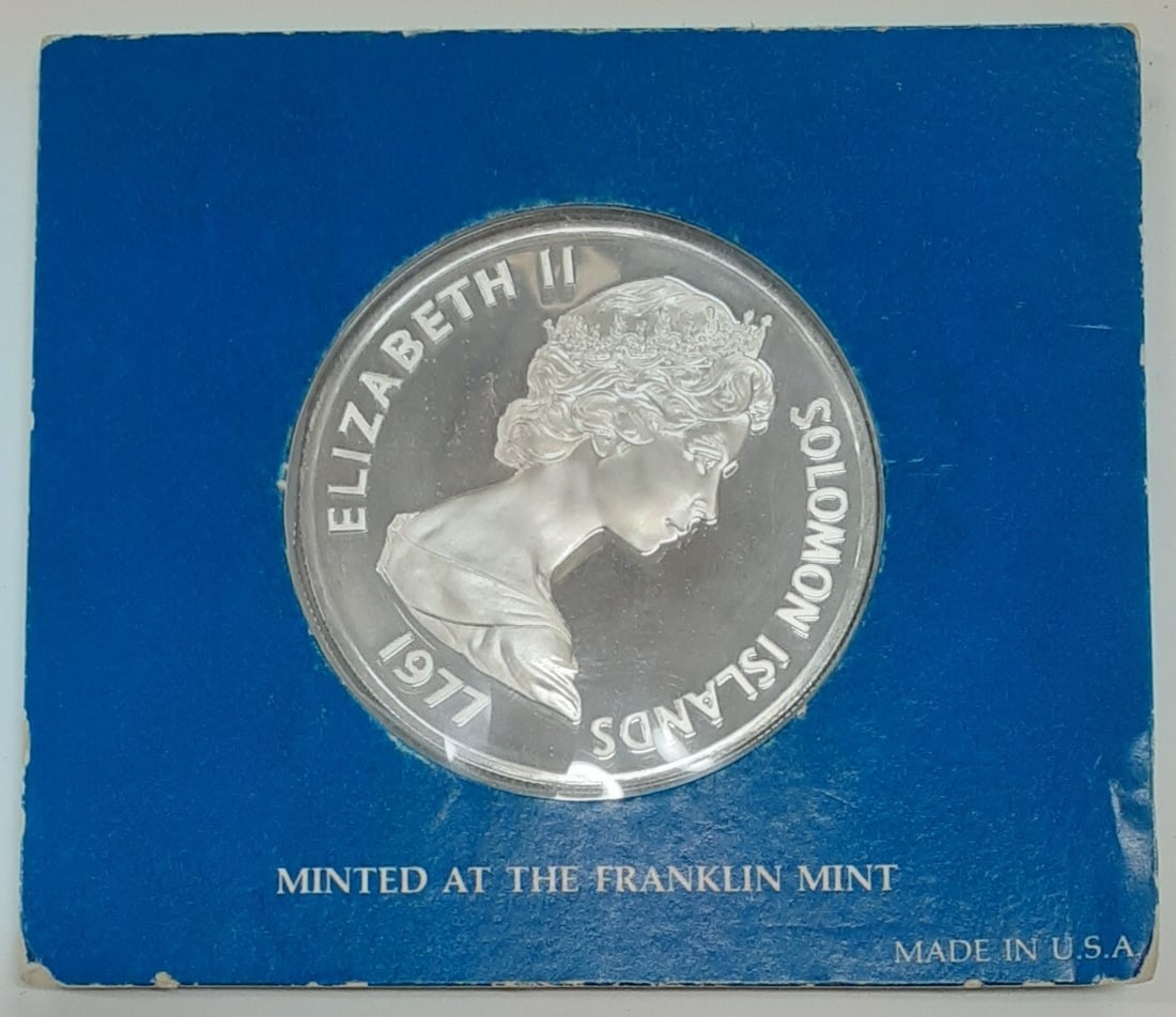 1977 Solomon Islands 5 Dollar Proof Silver Coin Franklin Mint Packaging (1 of 2)
