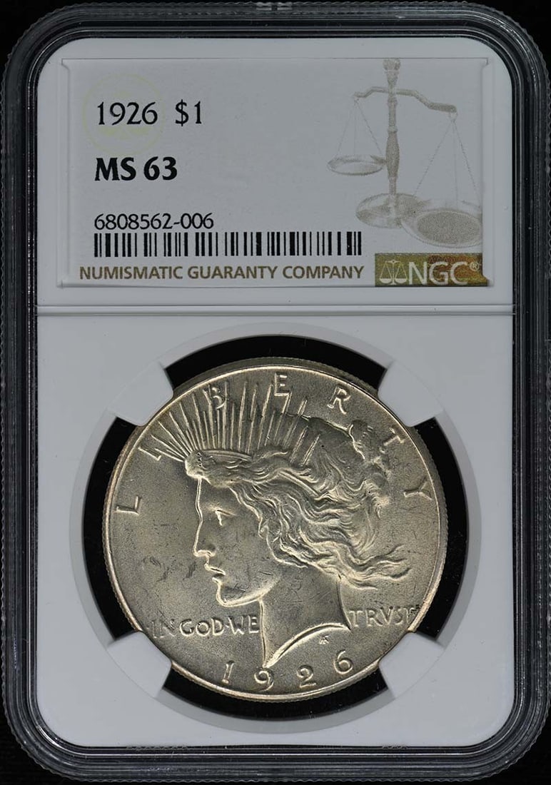 1926 Peace Dollar S$1 NGC MS63 Uncirculated Philadelphia Mint (1 of 2)