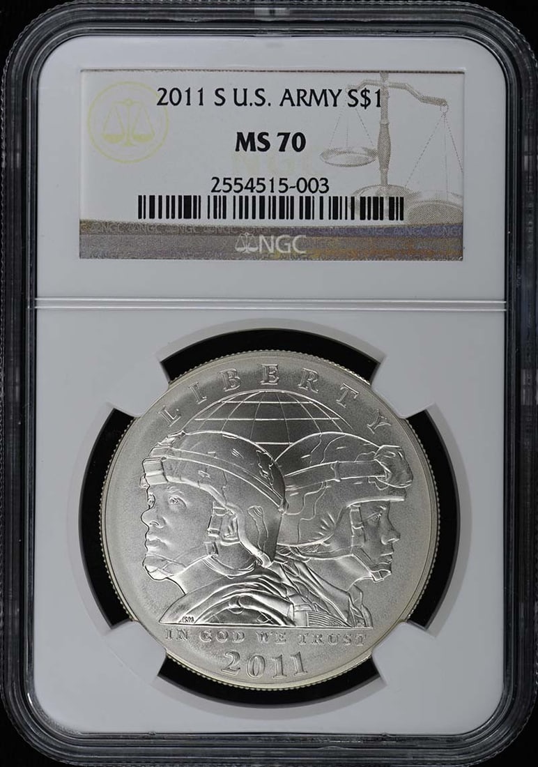 2011 S U.S. Army Modern Commemorative S$1 Coin NGC MS70 (1 of 2)