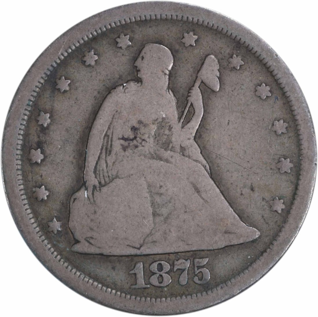 1875-S Twenty Cent Silver Coin G Uncertified KM 109 (1 of 2)