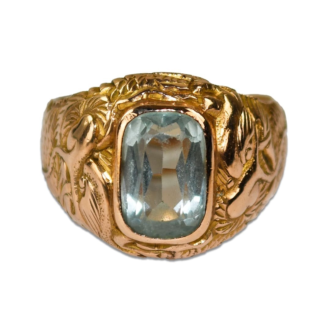 Vintage 12K Yellow Gold Aquamarine Cocktail Ring 4.00ct (1 of 7)