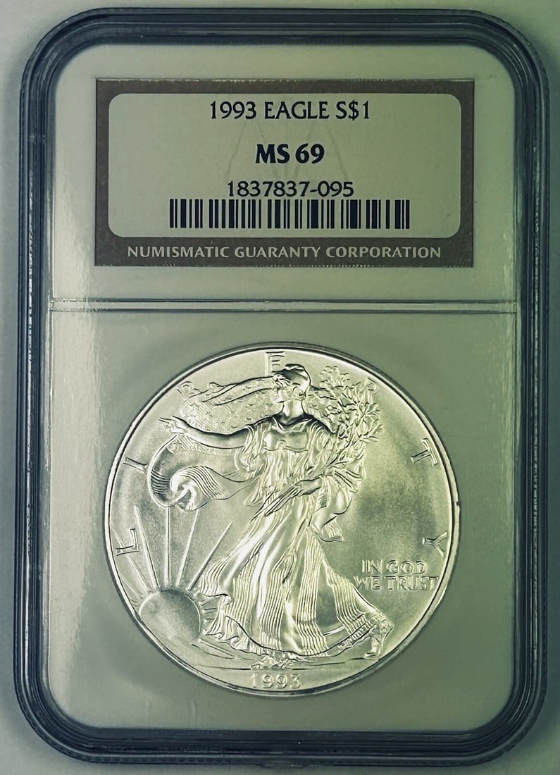 1993 American Silver Eagle Coin NGC MS 69 Certified (1 of 2)
