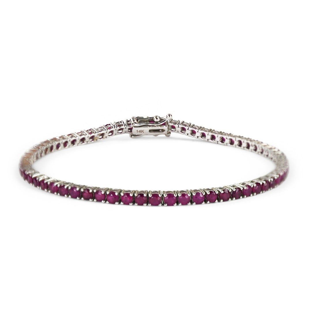 14K White Gold Ruby Tennis Bracelet 4.00ct Natural Red Stones (1 of 7)