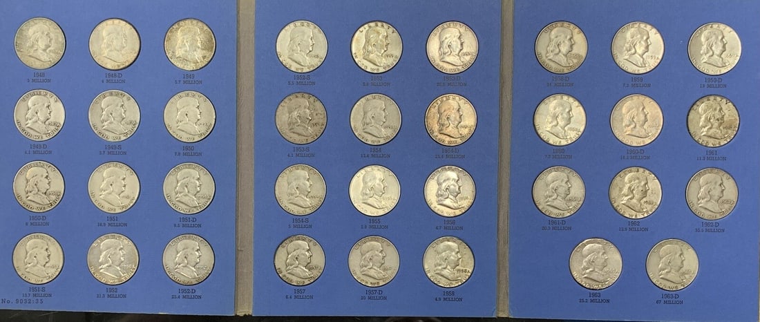 1948-1963 Complete Franklin Half Dollar Coin Set in Whitman Folder (1 of 5)