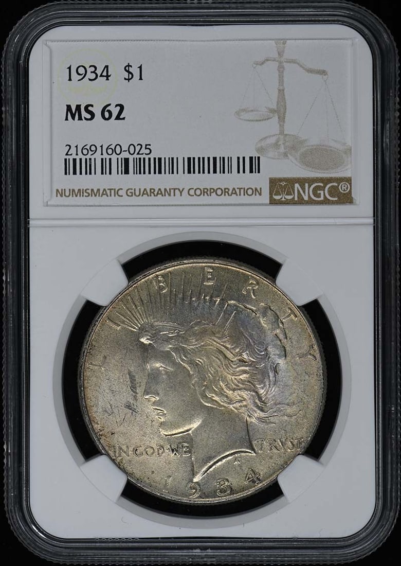 1934 Peace Dollar S$1 NGC MS62 Uncirculated Philadelphia Mint (1 of 2)