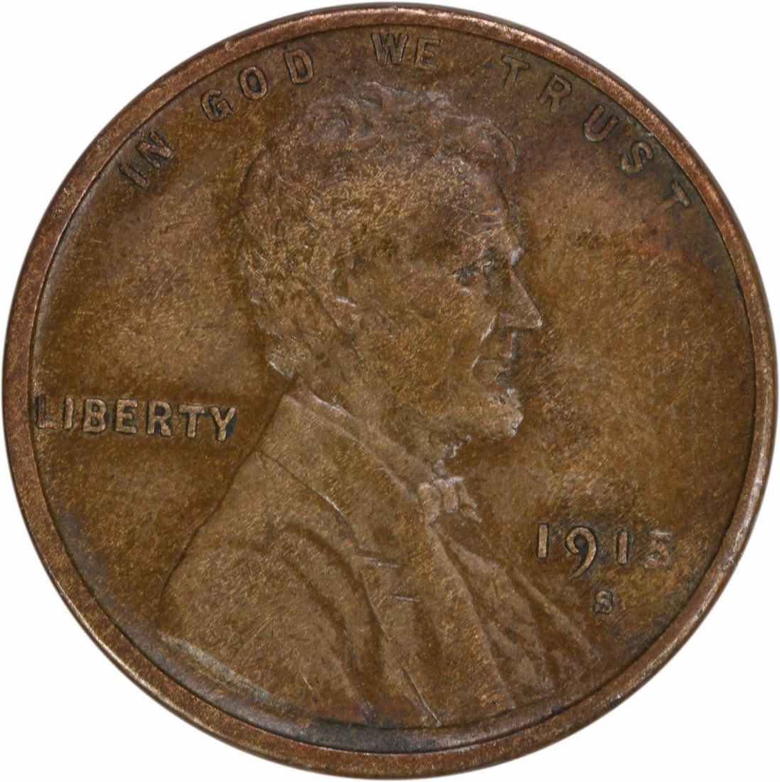 1915-S Lincoln Wheat Cent EF Uncertified Copper Coin (1 of 2)