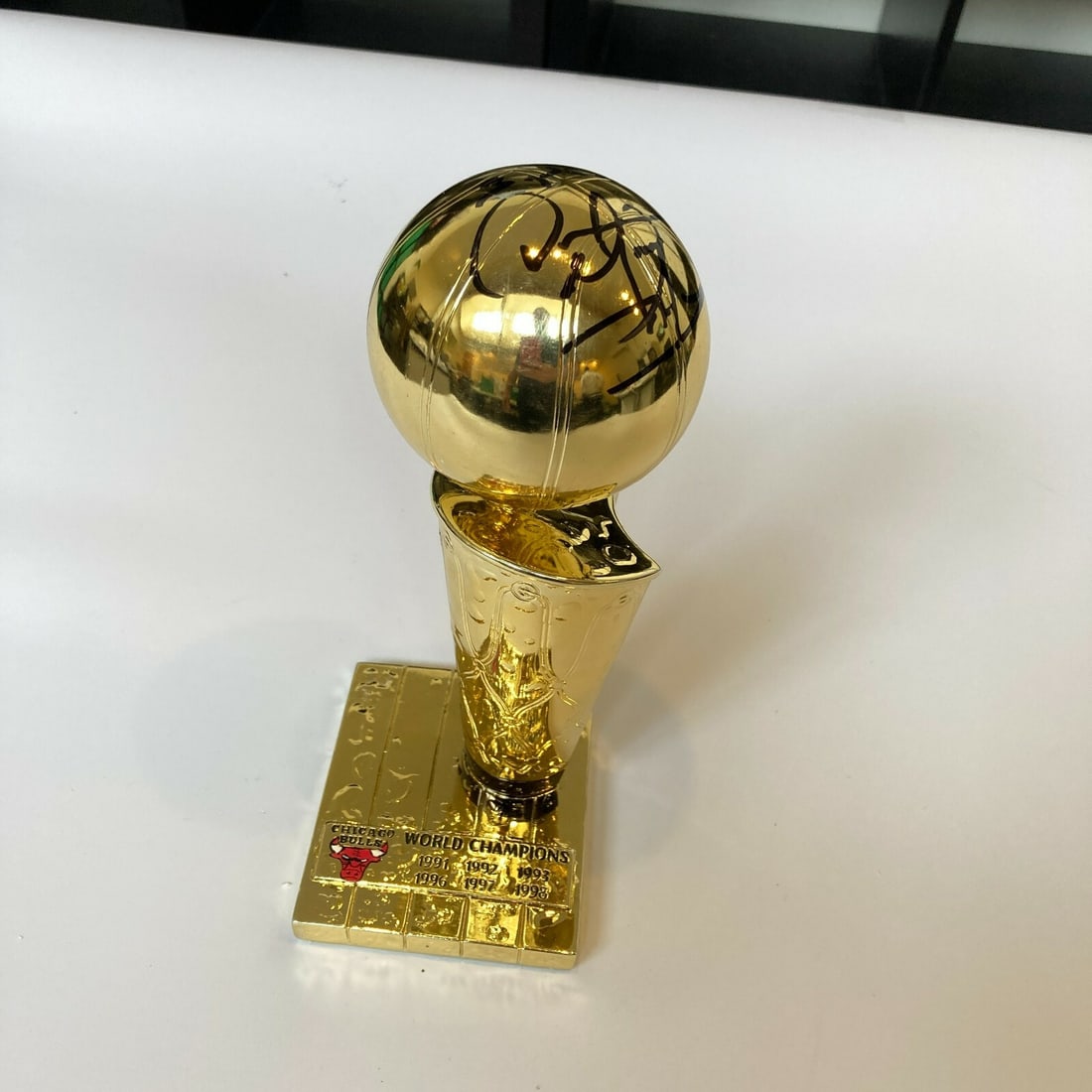 Dennis Rodman Signed Chicago Bulls NBA Finals Trophy PSA (1 of 8)