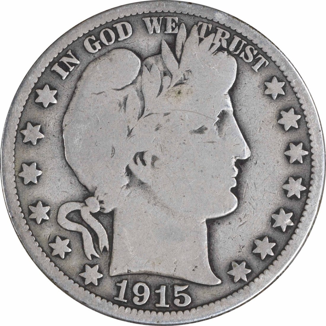 1915 Barber Silver Half Dollar 50C G Grade Uncertified Philadelphia Coin (1 of 2)