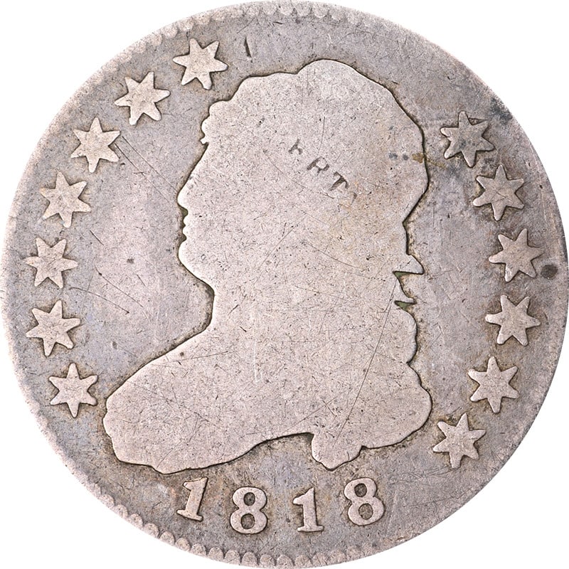 1818 Bust Quarter Silver Coin Circulated American Numismatic History (1 of 2)