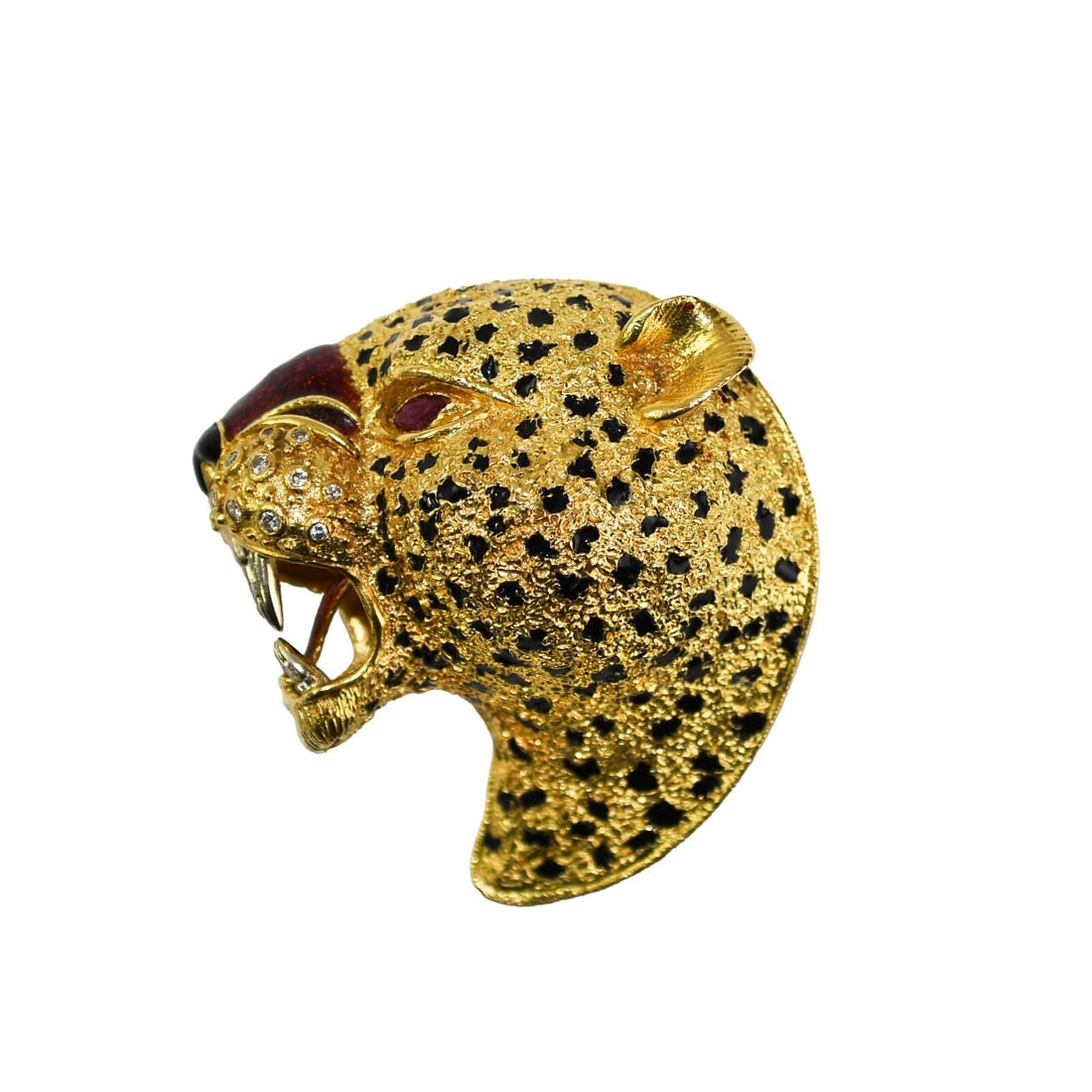 18K Yellow Gold Frascarolo Leopard Brooch with Rubies and Diamonds (1 of 6)