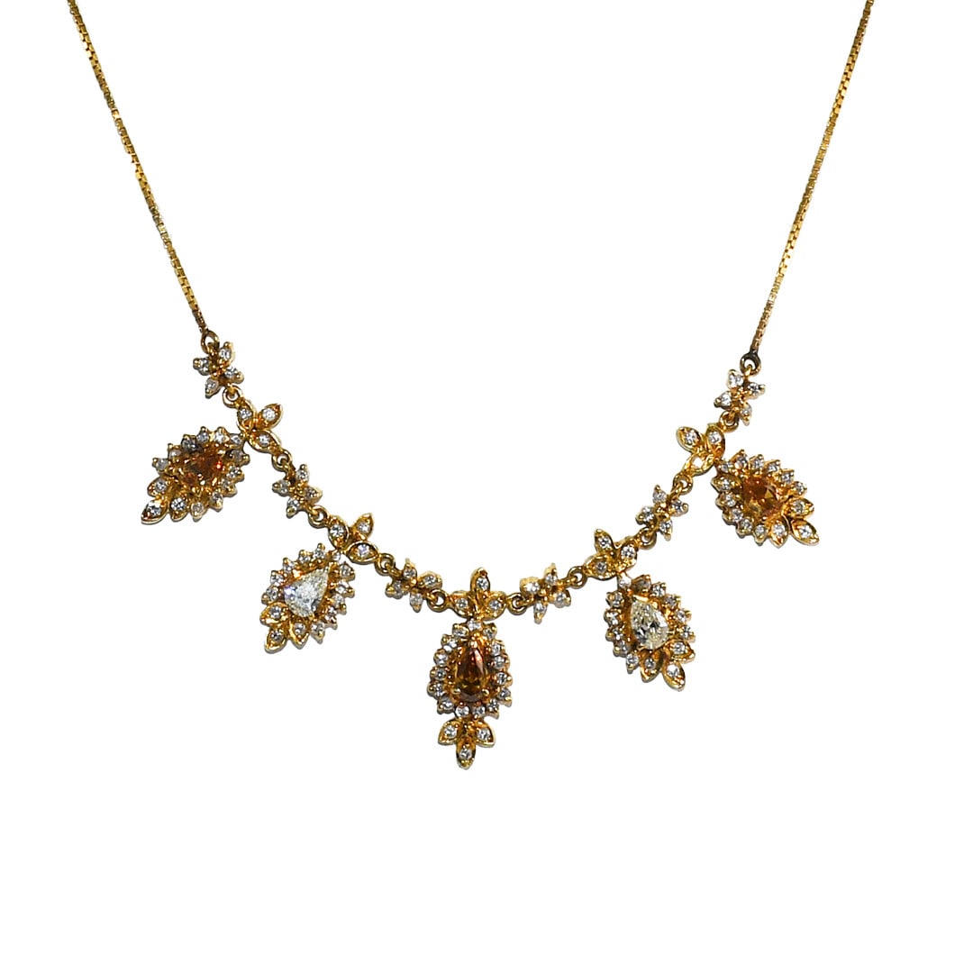 Elegant 14k Yellow Gold Diamond Collar Necklace 2.75ctw 18in (1 of 5)