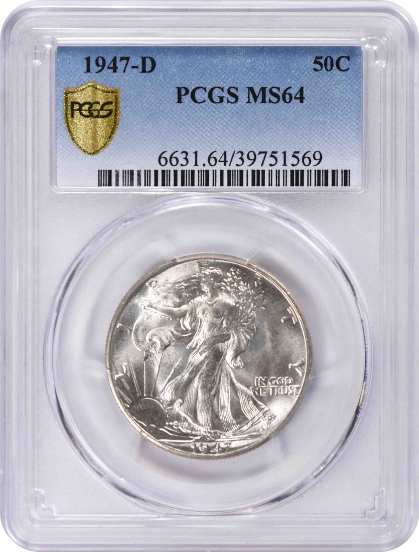 1947-D Walking Liberty Silver Half Dollar MS64 PCGS Certified Uncirculated (1 of 2)