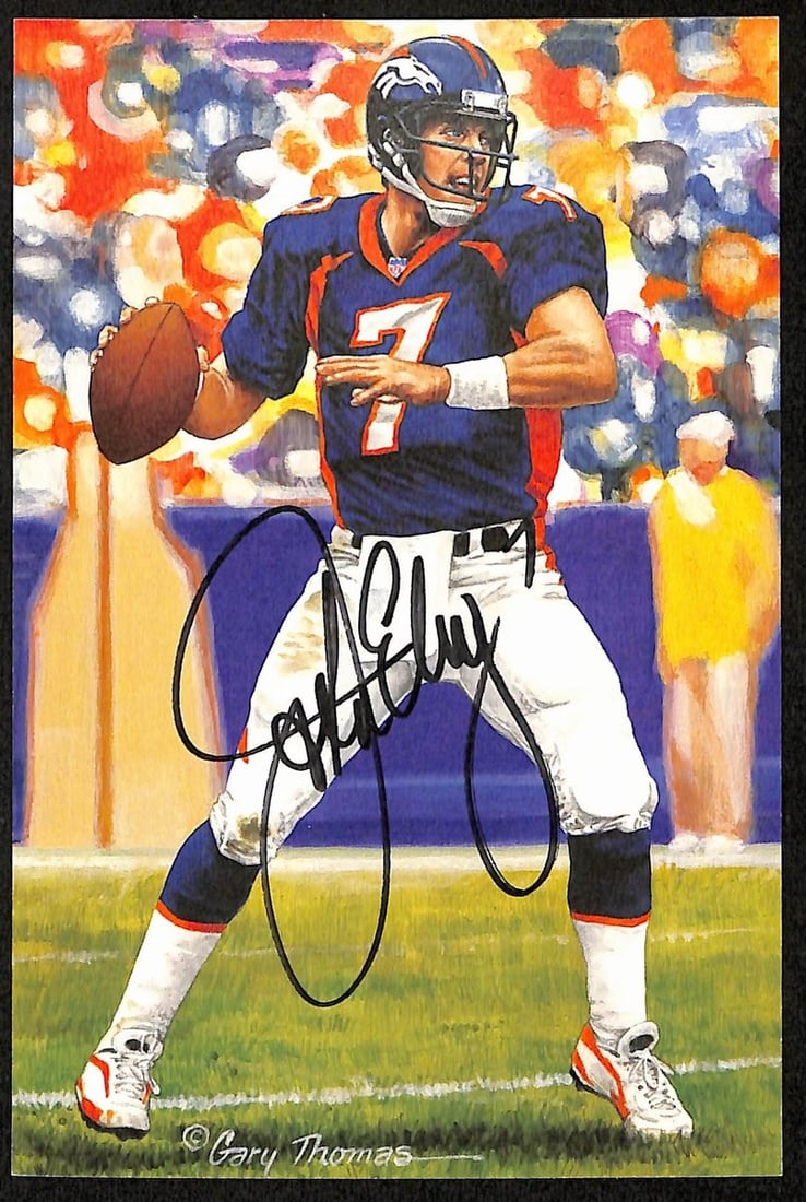 John Elway HOF Autographed 2004 Goal Line Art Postcard PSA Certified Broncos (1 of 2)