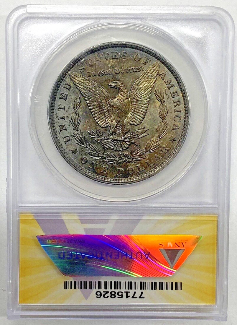 1900 Morgan Silver Dollar Coin ANACS MS 60 Toned: 1900 Morgan Silver Dollar Coin ANACS MS 60 Toned This 1900 Morgan Silver Dollar Coin is a stunning piece with a grade of MS 60, certified by ANACS. The coin features a beautiful tone and showcases the