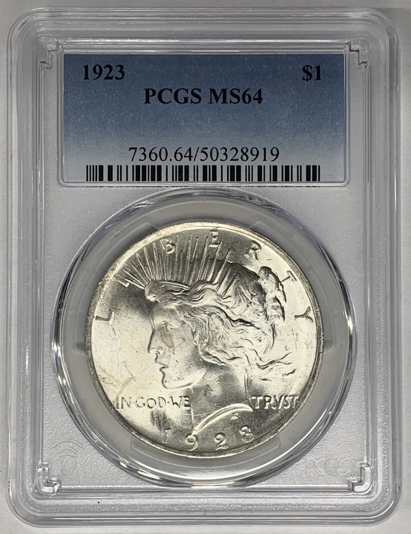 1923 Peace Silver Dollar Coin PCGS MS 64 Uncirculated (1 of 2)