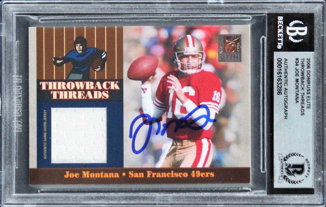Joe Montana Signed 2006 Donruss Elite TT #34 Gem Mint 10 Beckett Authenticated Card (1 of 2)