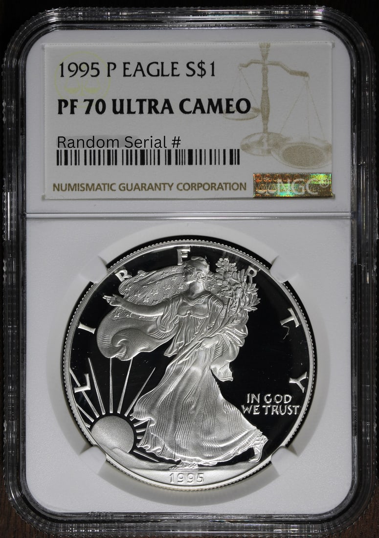 PF70 Ultra Cameo 1995-P Proof Silver American Eagle Dollar Certified by NGC (1 of 2)