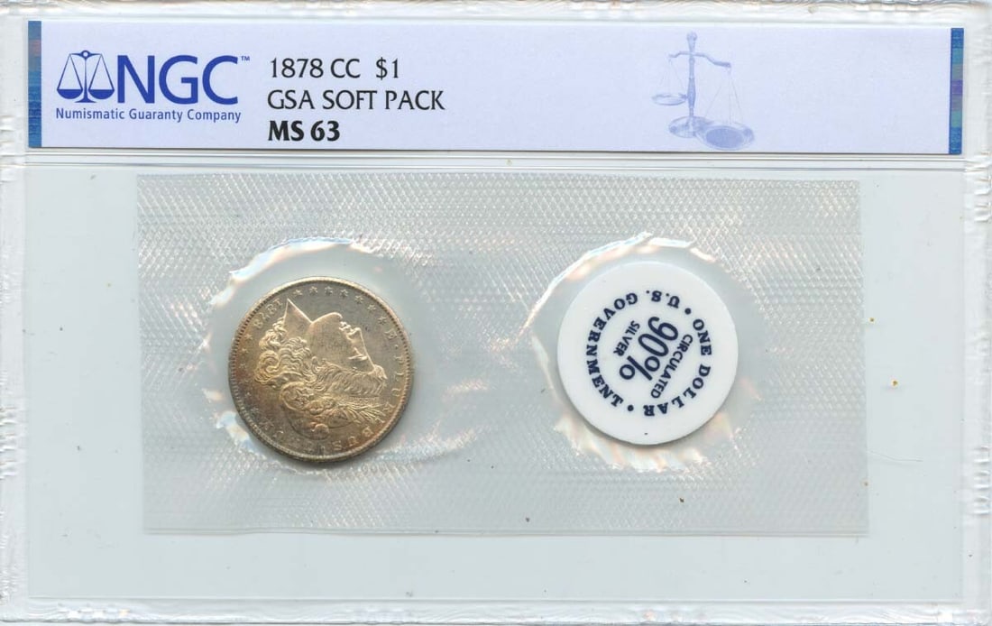 1878-CC Morgan Dollar NGC MS63 GSA Soft Pack Coin (1 of 2)