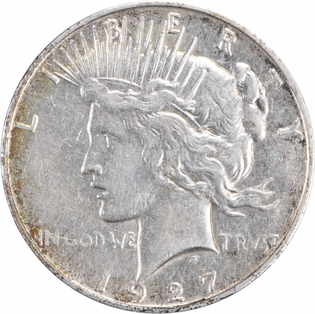 1927-D Peace Silver Dollar AU Uncertified 90% Silver Coin: 1927-D Peace Silver Dollar AU Uncertified 90% Silver Coin This 1927-D Peace Silver Dollar is a stunning piece of numismatic history, featuring a beautiful design by Anthony de Francisci. With an AU gr