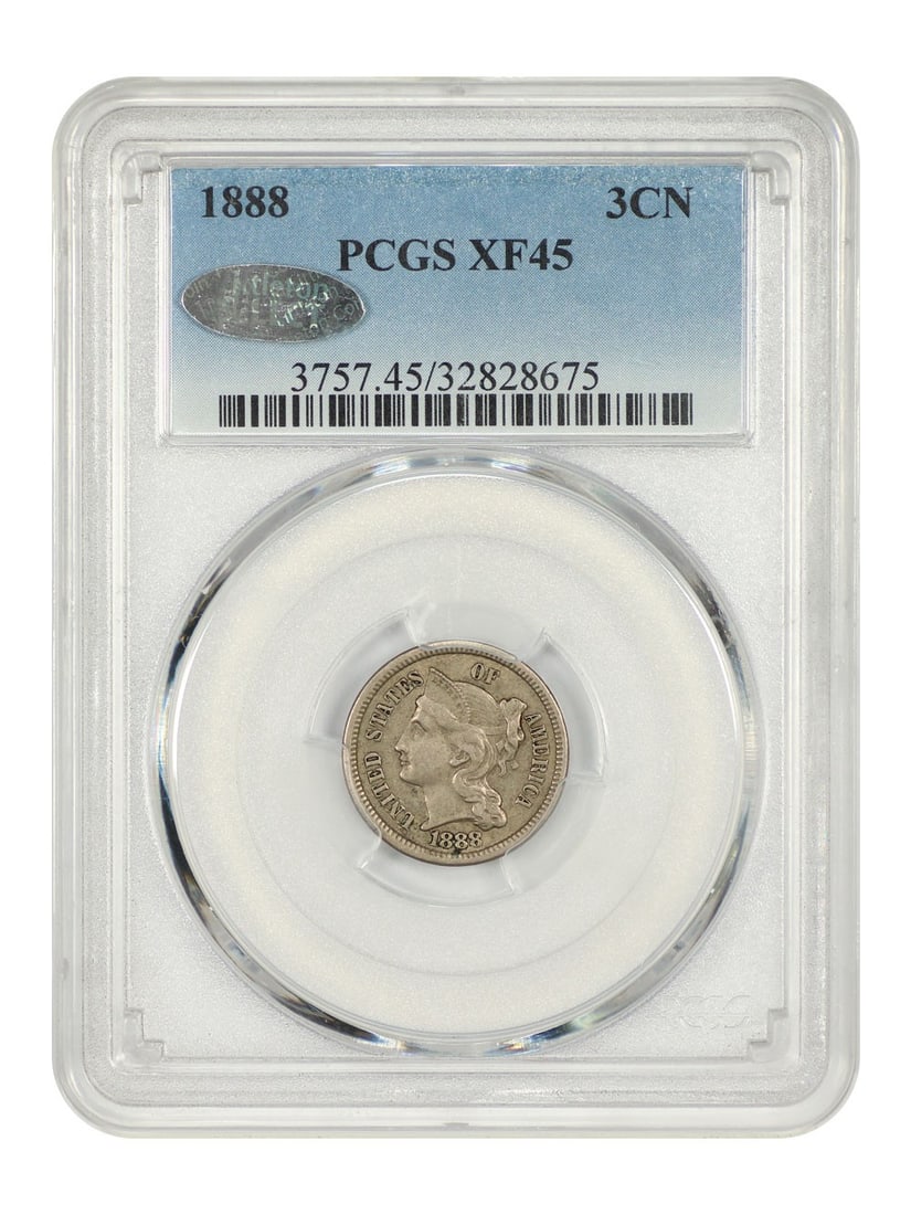 1888 Three Cent Nickel PCGS XF45 Low Mintage 36500 (1 of 4)