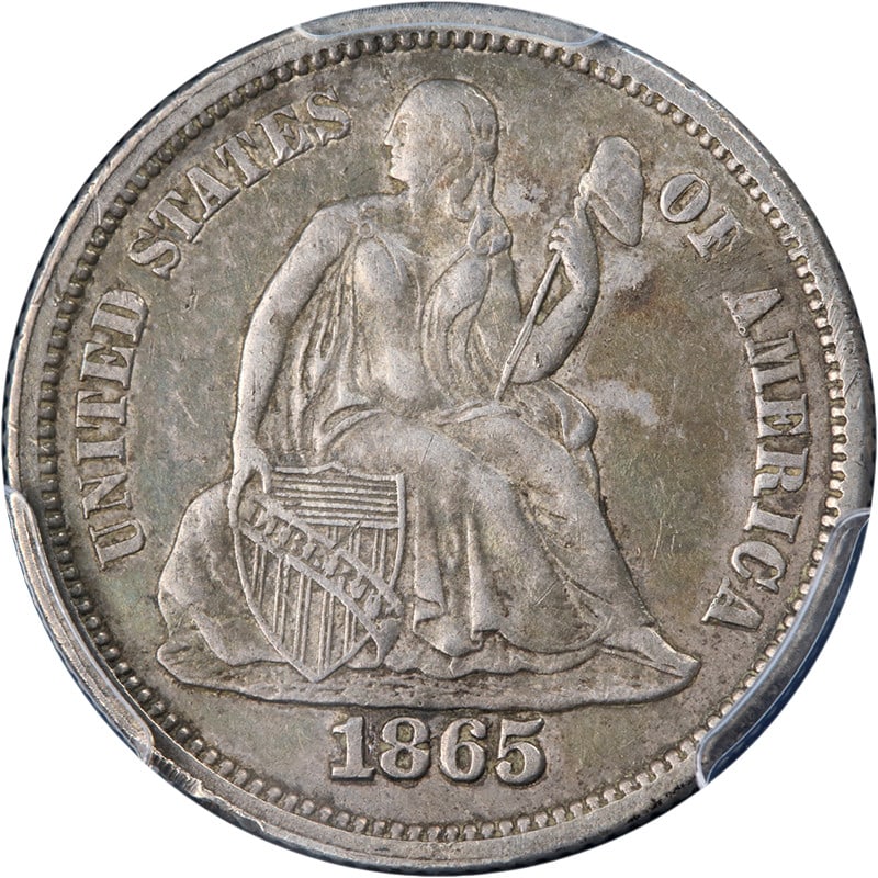 PCGS Graded 1865-P Seated Liberty Dime XF Details Key Date Silver Coin (1 of 4)