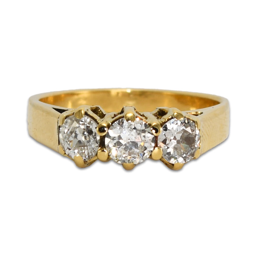 18K Yellow Gold Vintage 0.83ct Old Euro Diamond Cocktail Ring (1 of 6)