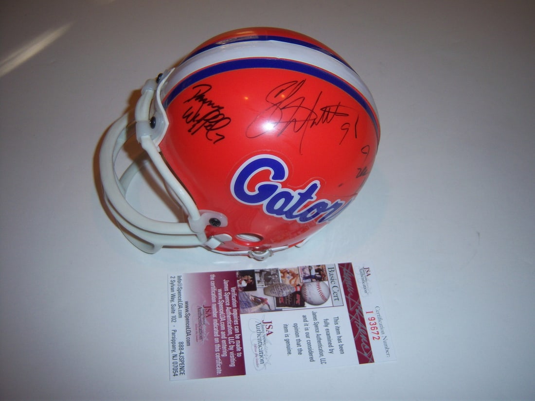 Steve Spurrier Danny Wuerffel Shane Matthews Signed Mini Helmet JSA COA (1 of 3)