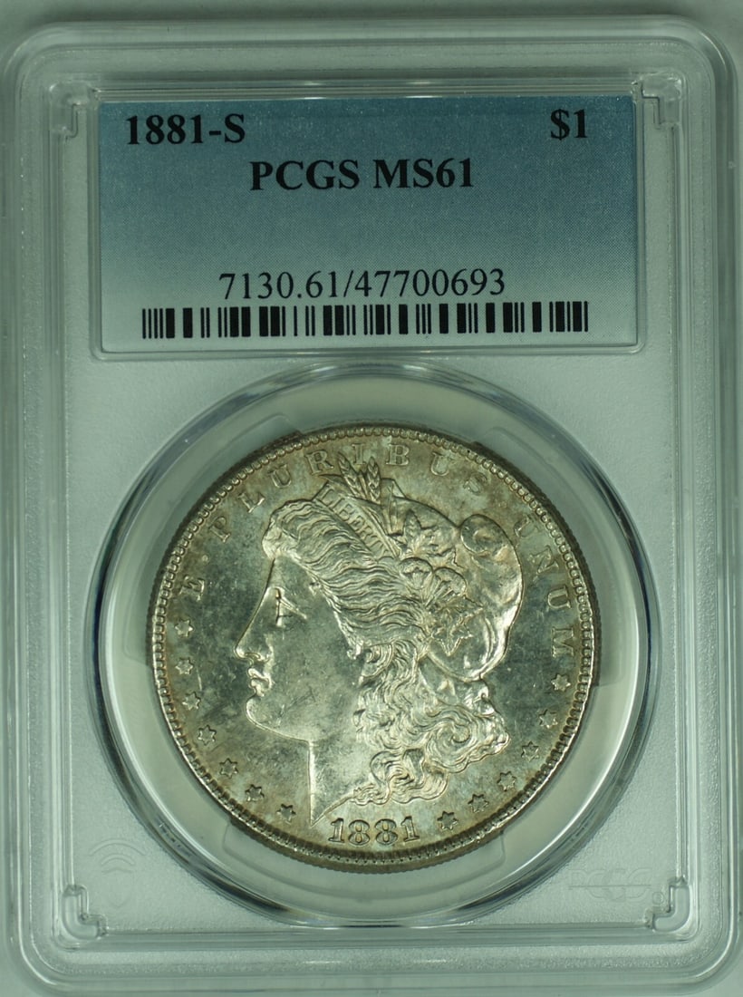 1881-S Morgan Silver Dollar PCGS MS 61+ Toned Coin (1 of 2)