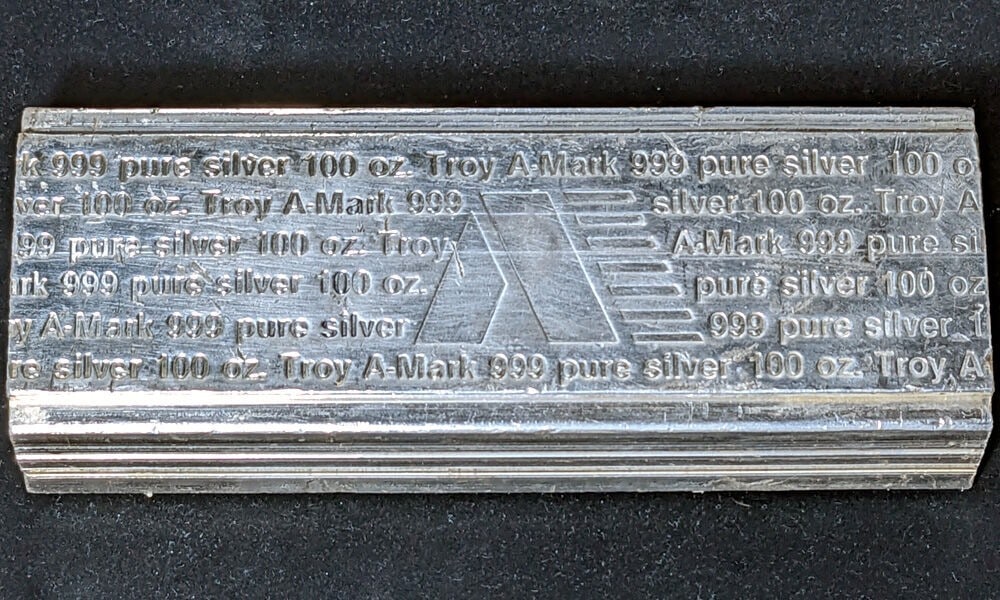 A-Mark 100 oz .999 Fine Silver Extruded Bar Lot 984 (1 of 2)