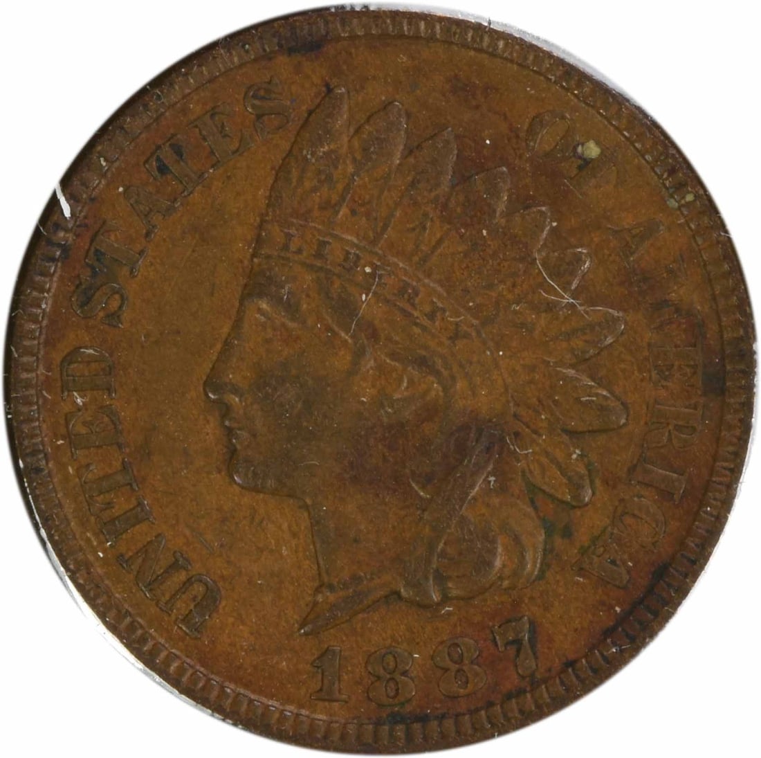 1887 Indian Cent DDO FS-101 Choice EF Copper Coin (1 of 2)