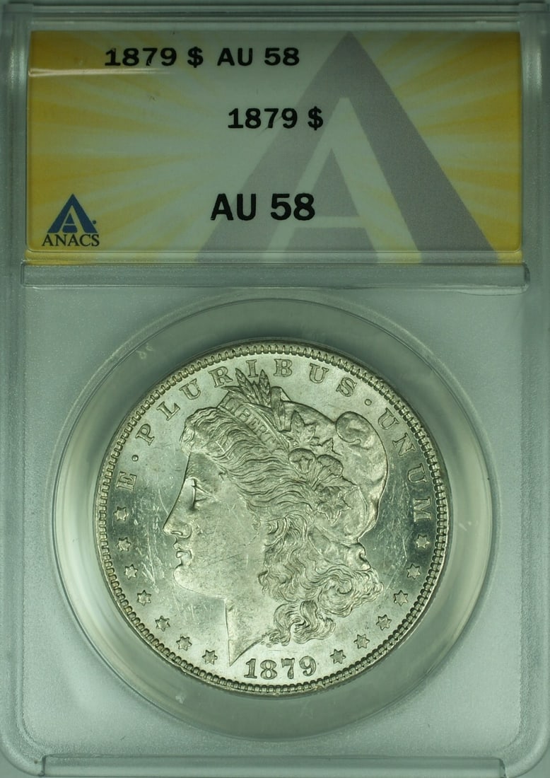1879 Morgan Silver Dollar AU 58 ANACS Certified Silver Coin (1 of 2)