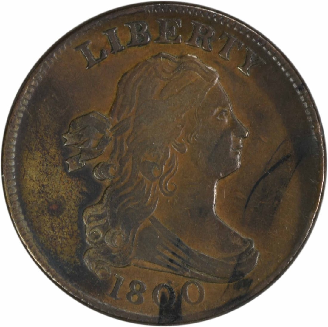 1800 Half Cent Draped Bust Copper Coin by Robert Scot (1 of 2)