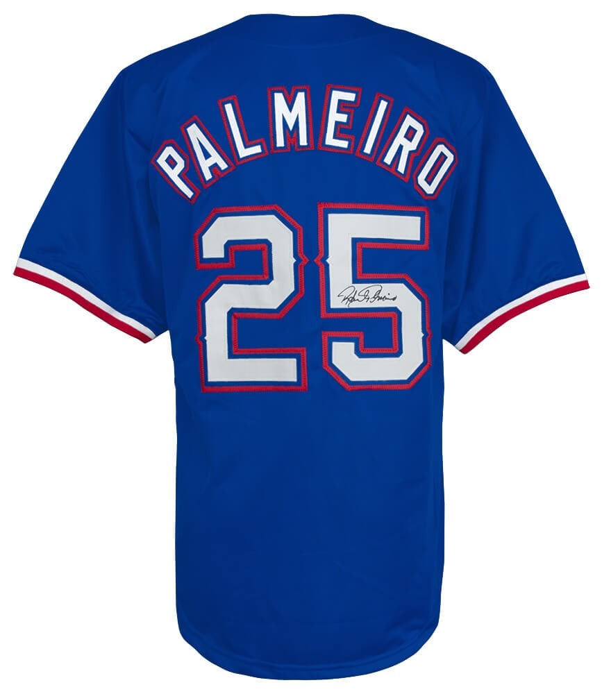 Rafael Palmeiro Signed Blue Custom Jersey Texas Rangers COA (1 of 3)