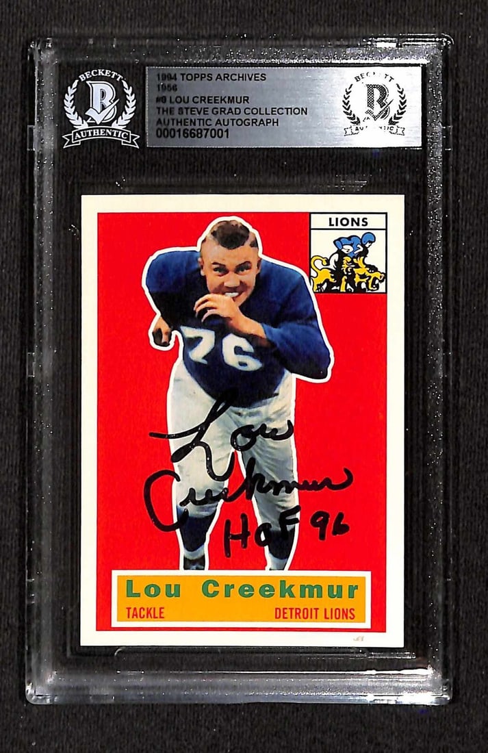 Lou Creekmur Signed 1994 Topps Archives 1956 #9 Card Beckett Authenticated (1 of 1)