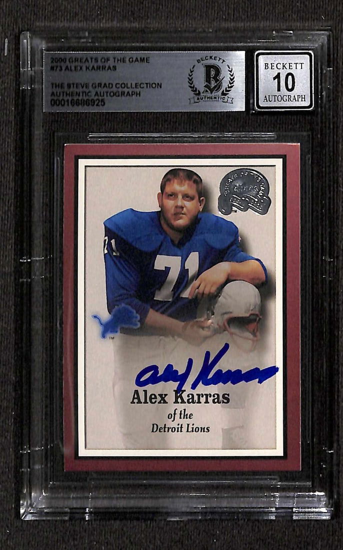 Alex Karras Signed 2000 Greats of the Game Card Beckett 10 (1 of 1)