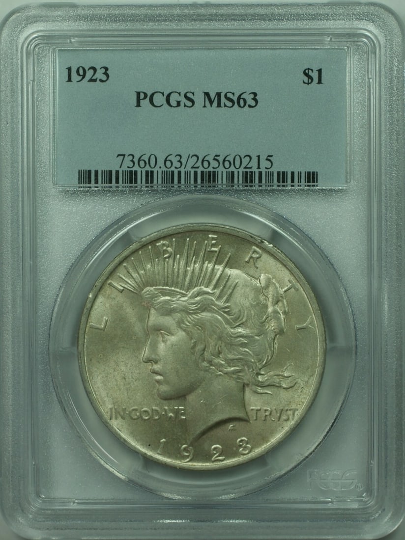 1923 Peace Silver Dollar PCGS MS63 Uncirculated Coin (1 of 2)