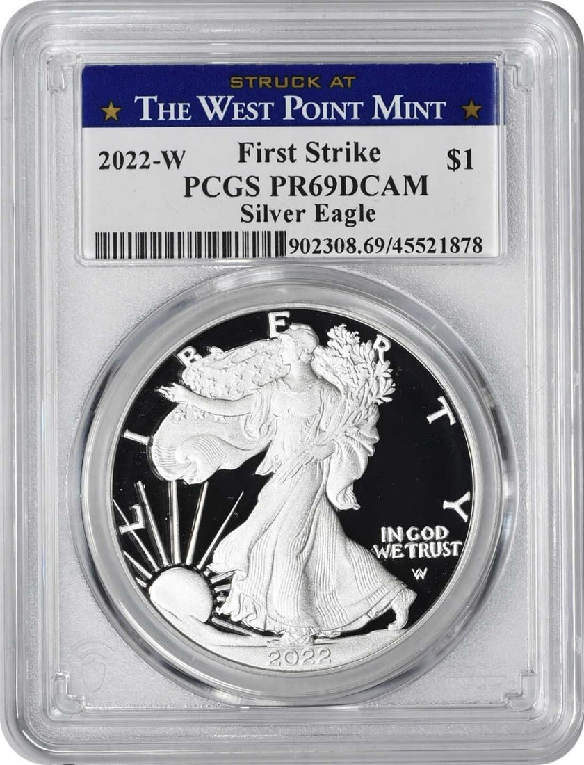 2022-W American Silver Eagle PR69DCAM Proof Coin PCGS West Point (1 of 2)