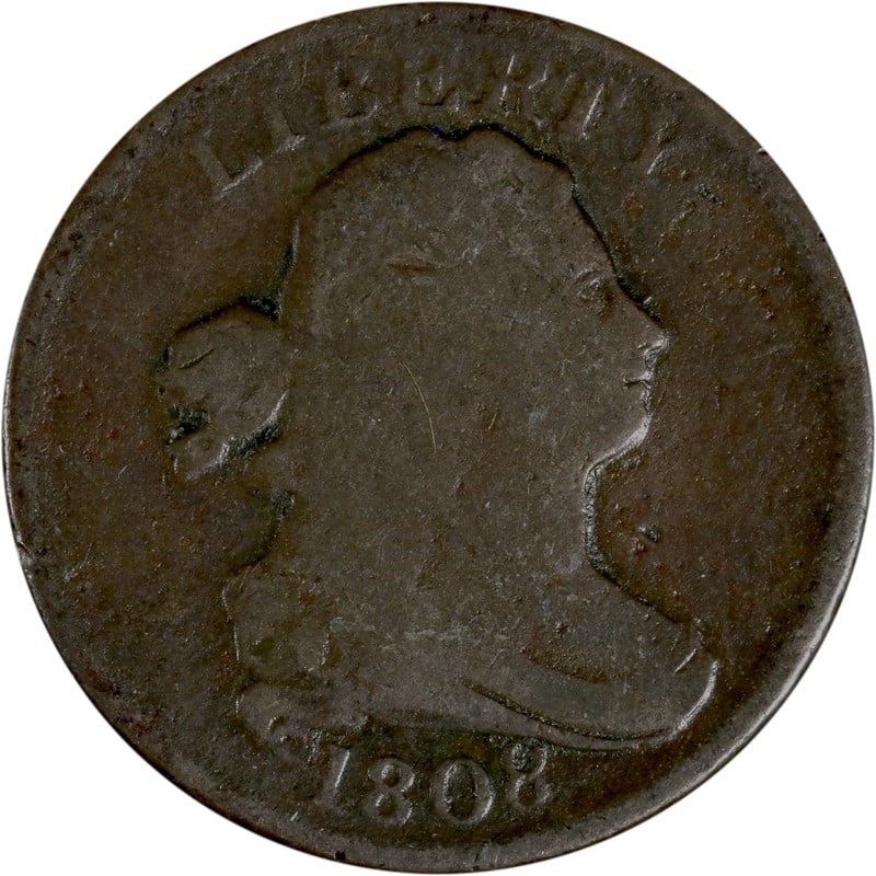 1808 Half Cent Copper Coin Circulated Uncertified: 1808 Half Cent Copper Coin Circulated Uncertified This 1808 Half Cent is a historical coin made of copper, reflecting its age and significance. The coin is circulated, indicating it has been previousl