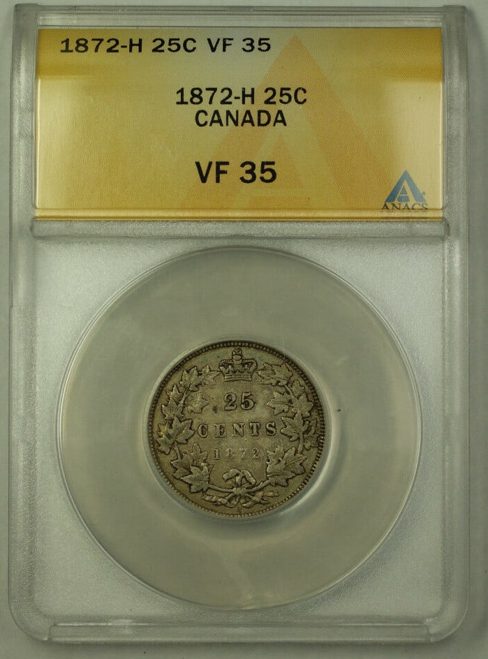 1872 Canada Silver Quarter 25C ANACS VF35 Rare Coin (1 of 2)