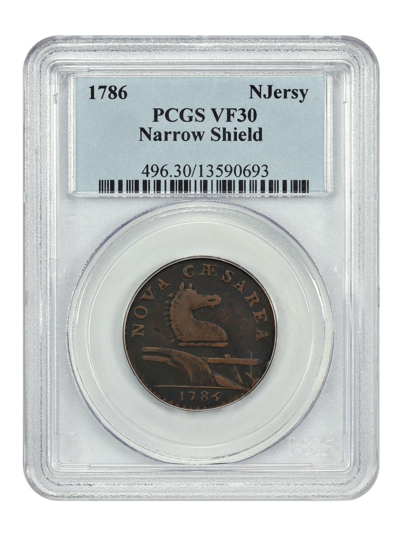 1786 New Jersey Narrow Shield Colonial Coin PCGS VF30 Certified (1 of 4)