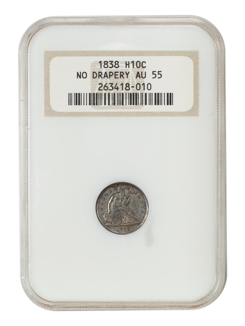 1838 Liberty Seated Half Dime NGC AU55 Philadelphia No Drapery (1 of 4)