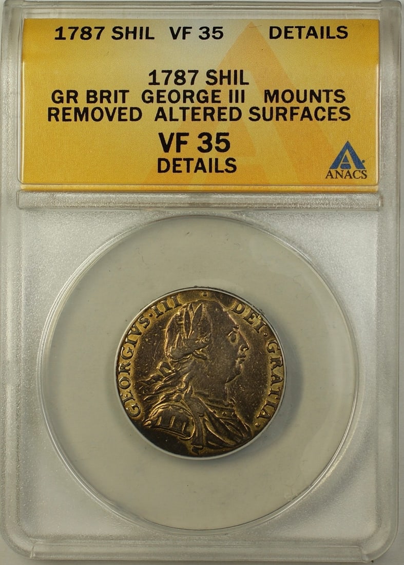 1787 Great Britain Six Pence Silver Coin ANACS VF 35 Details (1 of 2)